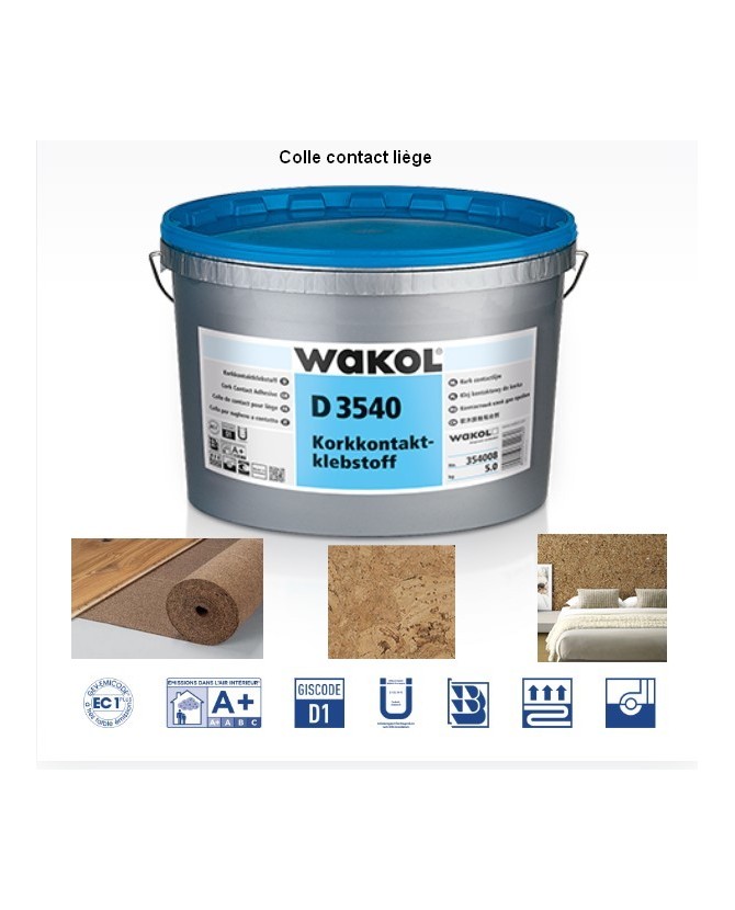 wakol colle contact type néoprène sans solvant (A+) pour le liège. Pot de 2,5 kg. pour 10 m²