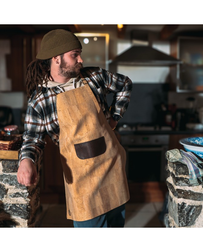 Tablier en liège avec brides réglables et poche frontale