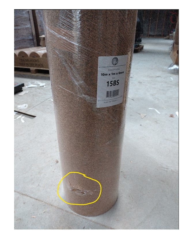 Rouleau vendu avec défauts de manutention  - épaisseur 6 mm rouleau de 10 m² - 10/6